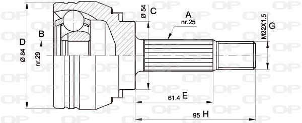 OPEN PARTS jungčių komplektas, kardaninis velenas CVJ5372.10